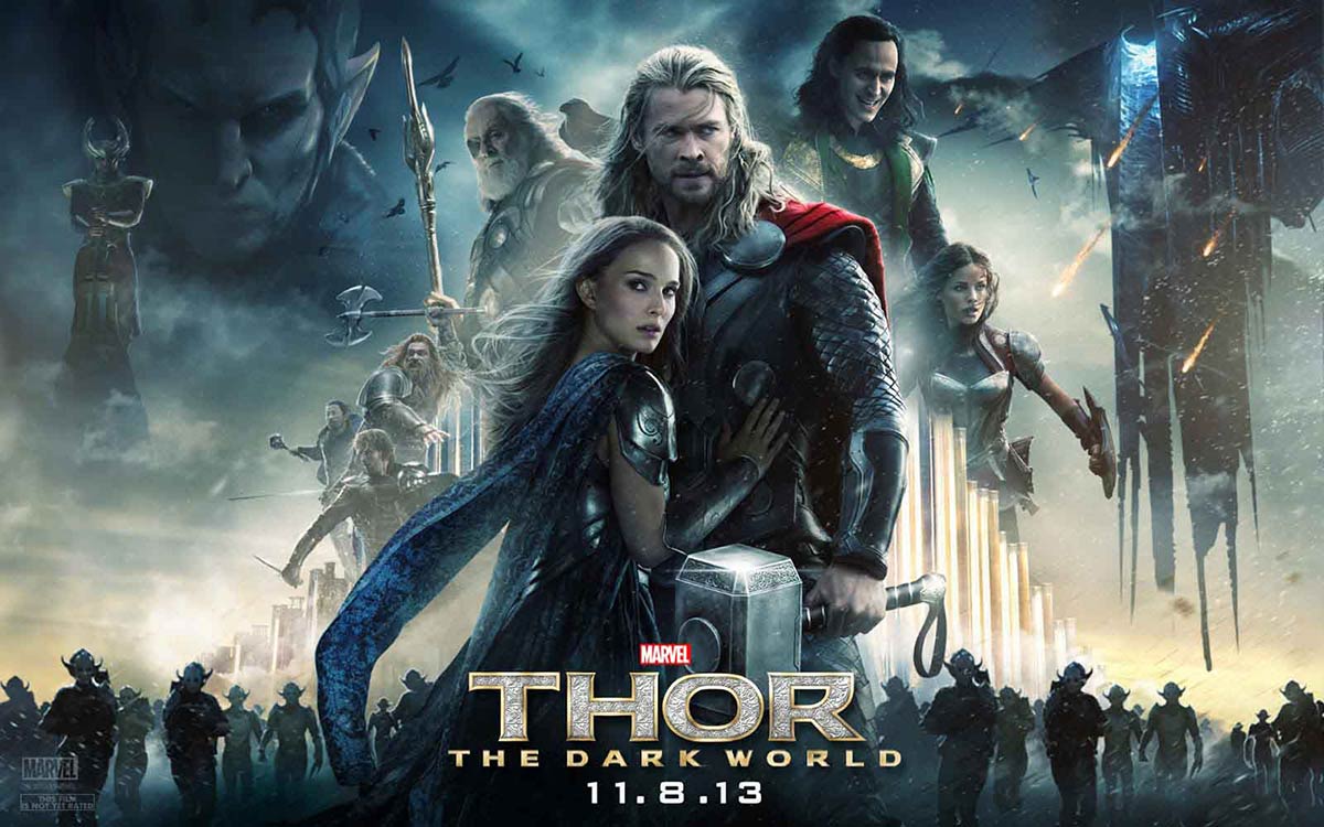 Thor The Dark World Chris Hemsworth Natalie Portman Tom Hiddleston quad poster