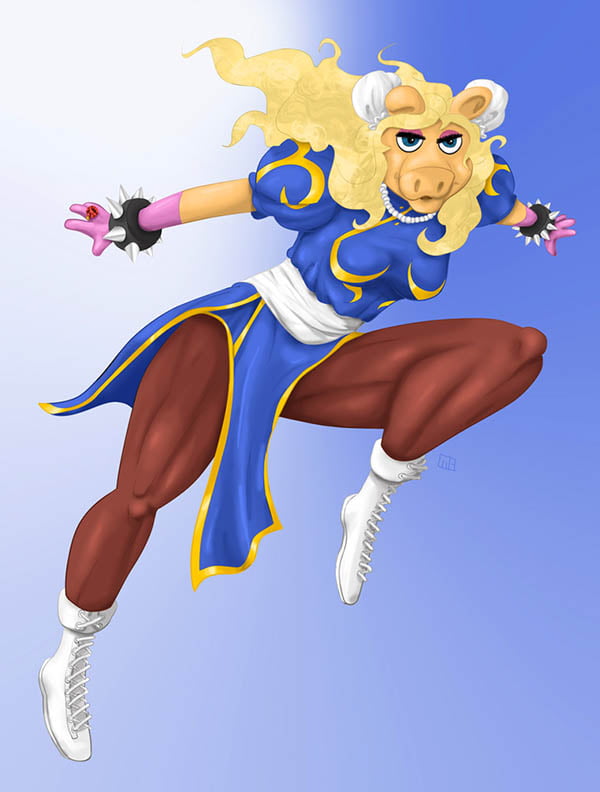 Crean juego de Street Fighter con personajes de `Plaza Sésamo´ Sesame Street Fighter Pig Li by gavacho13