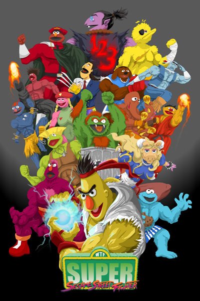 Crean juego de Street Fighter con personajes de `Plaza Sésamo´ super sesame street fighter poster by gavacho13