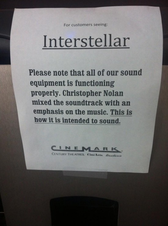 Culpan a Christopher Nolan por los problemas de sonido de Interstellar Cinemark-Interstellar-550x737