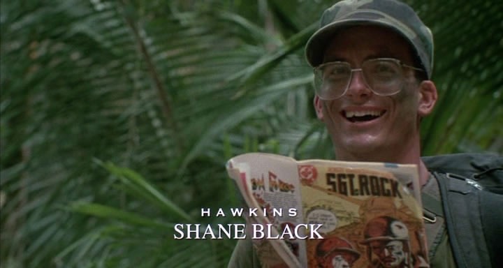 El director de The Predator, Shane Blacke en la cinta original de 1987.