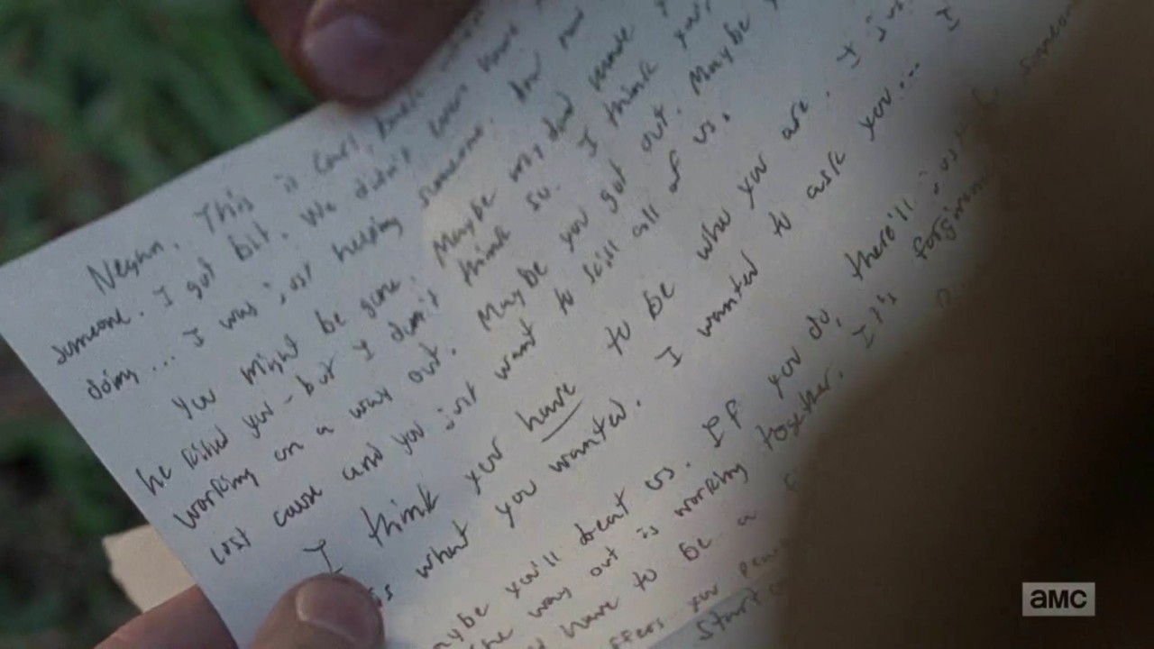 carta de Carl a Negan TWD