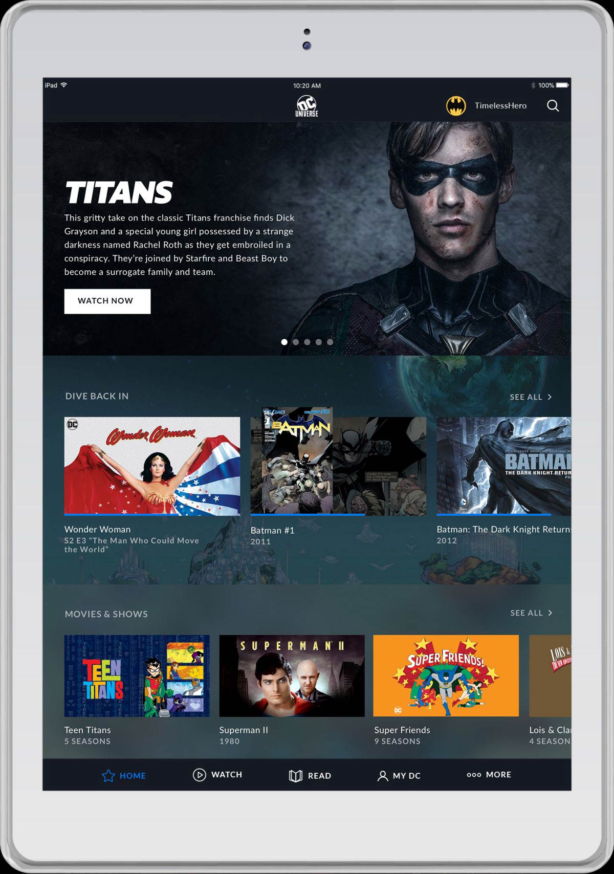 dc universe portada
