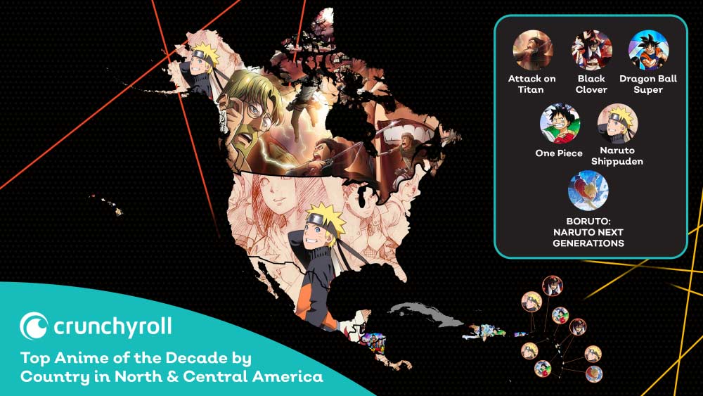 Crunchyroll revela los animes más vistos de la década por pais Crunchyroll lo más visto en America del Norte y Central