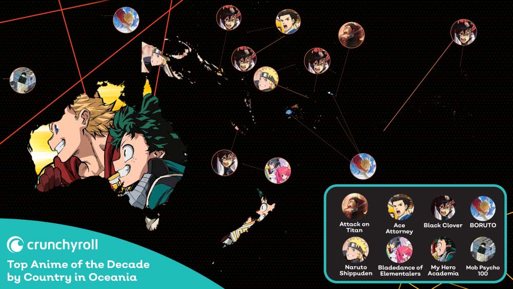 Crunchyroll revela los animes más vistos de la década por pais Crunchyroll lo más visto en Oceania